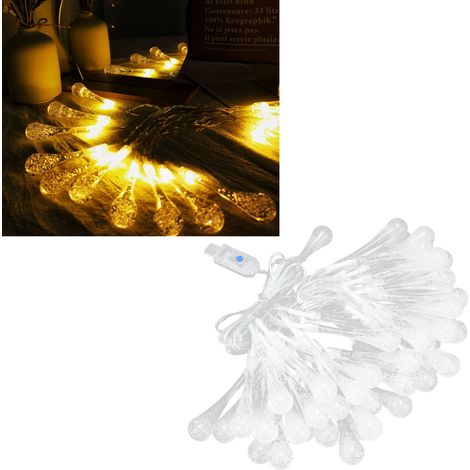 Lichterkette mit 50 LEDs, Schutzart IP45, 16 Farben, USB-Fernbedienung, Wassertropfeneffekt, ideal für Hof, Garten oder Rasenfläche. (1/5)