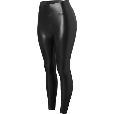 Faux pantalon leggings taille haute en cuir synthétique pour femme Pantalon de survêtement de sport pour femme (1/5)