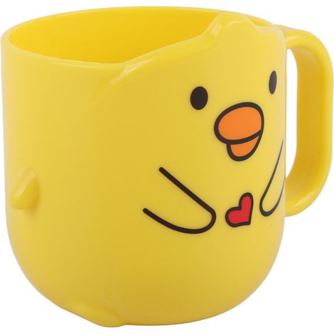 Niedlicher gelber Enten-Trinkbecher, Mundspülbecher für Kinder, lustiger Zahnbürstenhalter, musikalischer Cartoon-Entenbecher (300 ml), herzförmige Ente (300 ml) (1/5)