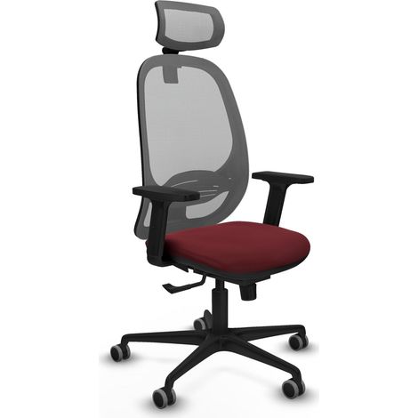 Chaise ergonomique piqueras y crespo Cilanco cuir grenat maille grise (1/2)