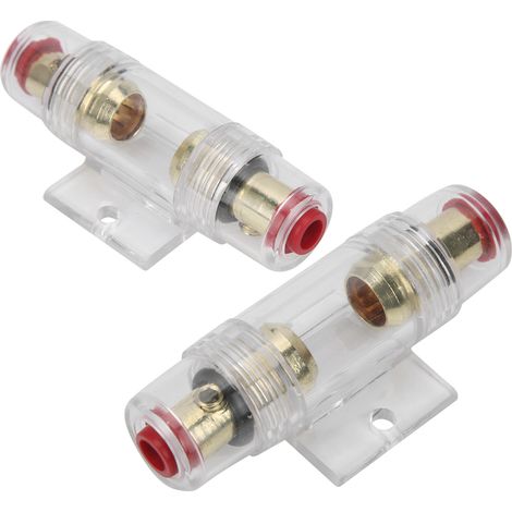 Lot de 2 porte-fusibles AGU pour autoradio avec fusibles 60 A et 80 A, compatibles avec les câbles de calibre 4, 6 et 8 (12-24 V). (1/5)
