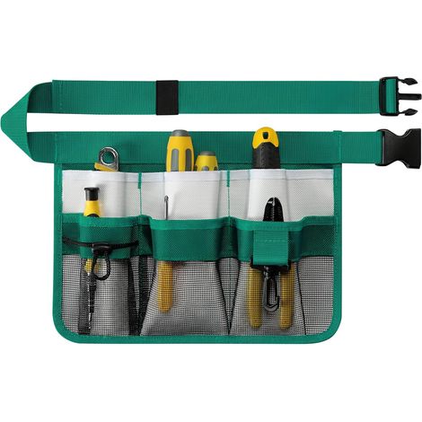 Delantal de jardinería para mujer, cinturón de herramientas ajustable con 8 bolsillos, cinturón de trabajo Oxford resistente para jardinería, construcción (verde) (1/5)