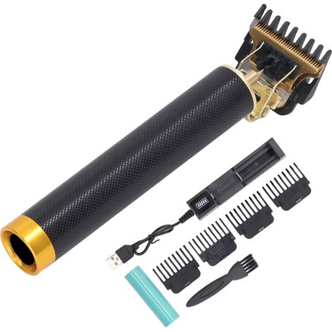 Tondeuse à cheveux professionnelle sans fil, lame en T, alliage d'aluminium rechargeable, tondeuse de coiffure noire