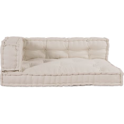 Cojín para Sofá Pallet 3 pcs Crema tela vidaXL