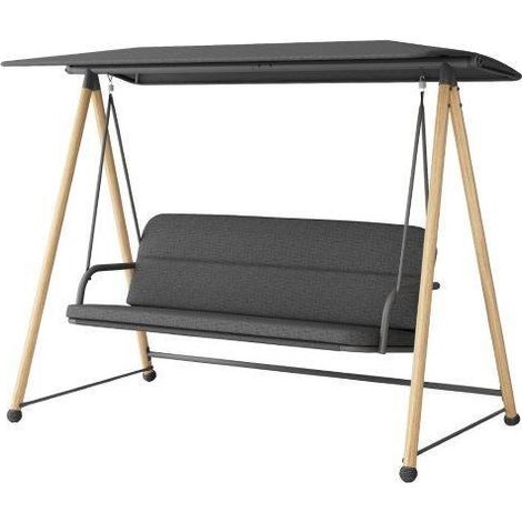PROLOISIRS Balancelle Darwin en acier heat/coussin - 211 x 170 x 110 cm - oak/noir