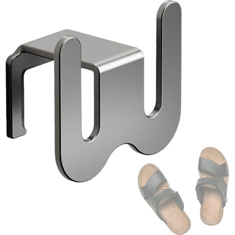 Porte-chaussons - Aluminium Spatial - Montage Murale Sans Perçage - Pour Salon Couloir Chambre Salle De Bain - 1 Pièce (1/5)
