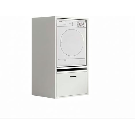 Mobile Per Lavatrice Asciugatrice Armadio Mobiletto Bagno Mobili Salvaspazio Con Cassetto E Mensola Allungabile Scaffale In Legno Armadietto Per Lavanderia Coprilavatrice 70 x 146 x 64 Cm Bianco