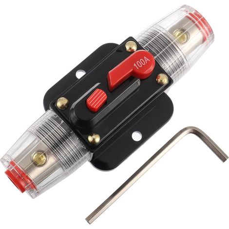 Lot de 2 100A Disjoncteur Interrupteur 100 AMP Fusible Inline Holder pour système d'amplificateur de son audio de voiture RV Home Marine Boat Truck (1/5)
