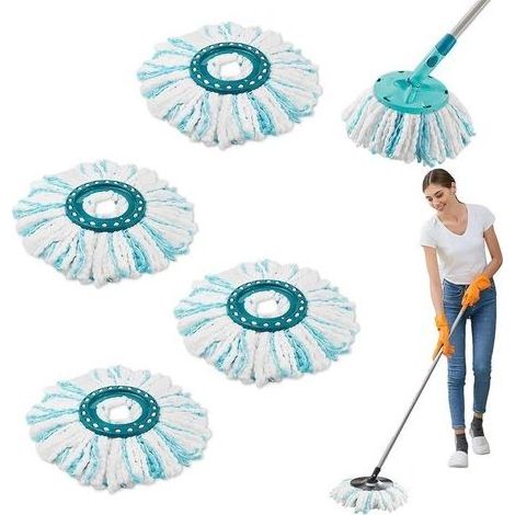 4 Pièces pour Leifheit Têtes de Rechange Mop Franges de Remplacement en Microfibres pour Un Nettoyage Efficace des Particules de Saleté, Lavage Sol. (1/5)