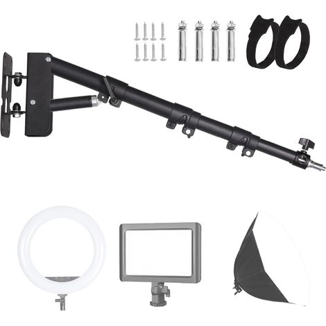 Bras de Suspension Triangulaire Mural 110 cm, Flexible à 180 Degrés de Rotation, Support Mural pour Anneau Lumineux pour Lumière Vidéo de Studio, Flash, Photographie, Softbox, Réflecteur (1/5)