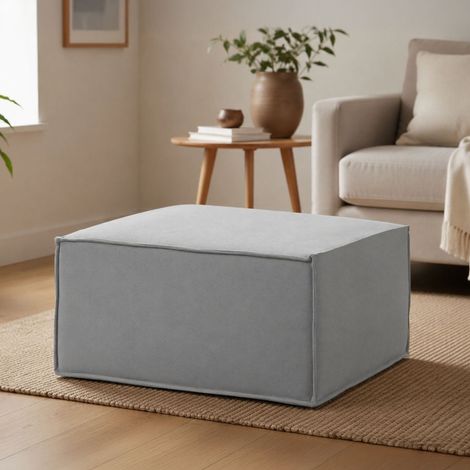 Talamo Italia Puff Barbara, Otomana de la sala de estar, 100% Made in Italy, Sillón relax en tela tapizada, 80x70h43cm, Gris, con embalaje reforzado (1/5)