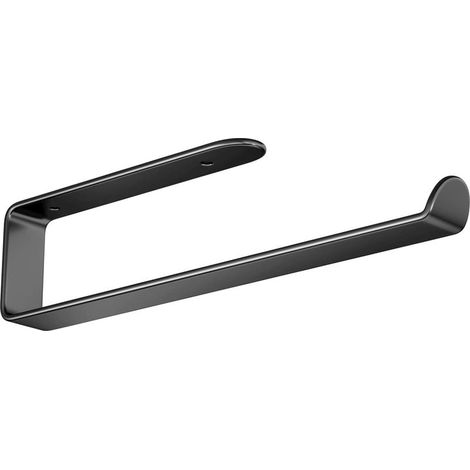Porte-essuie-tout mural noir, 295 mm, auto-adhésif ou à percer, en aluminium, pour cuisine, salle de bain, placards, montage vertical ou horizontal, noir (1/5)