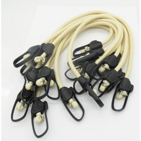 Lot de 10 tendeurs sandows Beige 60 cm - Embouts plastiques - jardiboutique (1/3)