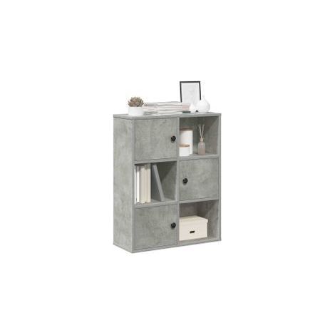 Bibliothèque gris béton 60x24x76,5 bois d'ingénierie (1/5)
