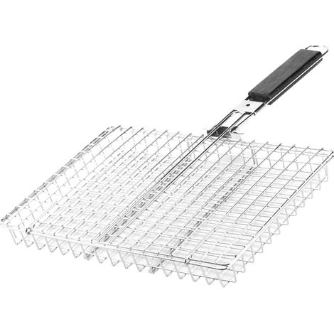 Panier à barbecue portable pliable avec poignée pour un rangement efficace et une cuisson facile. Filet pince poignée. Grille de pique-nique en acier inoxydable - (1/5)