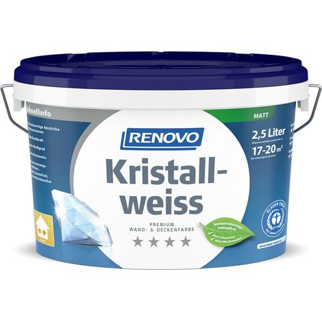 Renovo Premium Wand- und Deckenfarbe Kristallweiss matt 2,5 Ltr.
