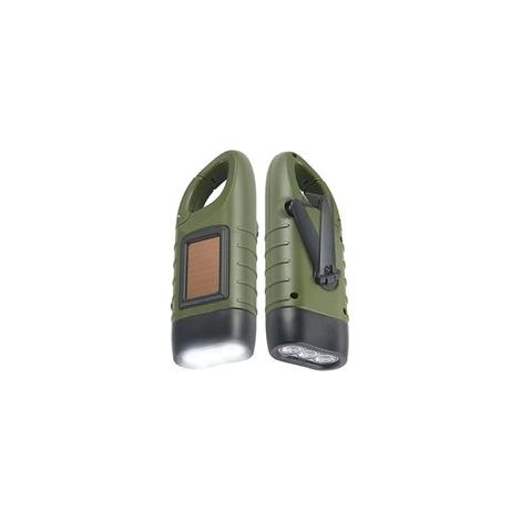 Lot de 2 lampes torches solaires rechargeables – Manivelle et mousqueton inclus – Idéales pour randonnée et camping – LED haute luminosité (1/5)