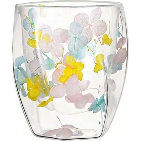 Verre thermique à motifs d'hortensias jaunes, bleus et roses 250 ml 1 pièce SZK88 (1/4)
