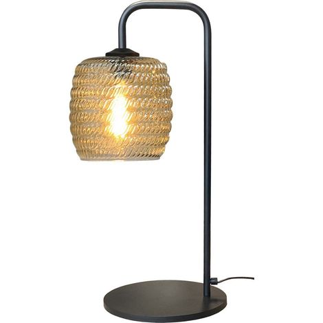 Lampe de table noire Quinto avec verre strié - 4262-05-05-1 (1/3)