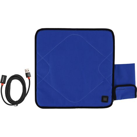 Coussin de siège chauffant Portable, température réglable, chauffage USB, pour automne et hiver, Camping, pêche, bleu saphir