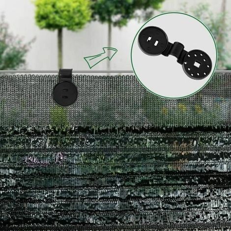 Packung mit 100 Clips für Sonnensegel, Befestigungsclips für Planen, Spezialclip mit Kunststofföse, UV-beständige Befestigungsclips für Sichtschutzwände, Zaungewebe, Netze (1/2)