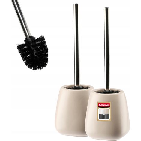 KADAX WC-Bürste und Behälter, Toilettenbürste, aus Keramik, Beige, 2 Stück