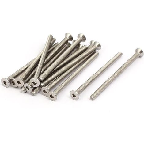 15pcs Vis à Tête Fraisée Plate à Six Pans Creux Vis à Douille Hexagonale Boulon M3x5 Acier Inox 316 Argenté