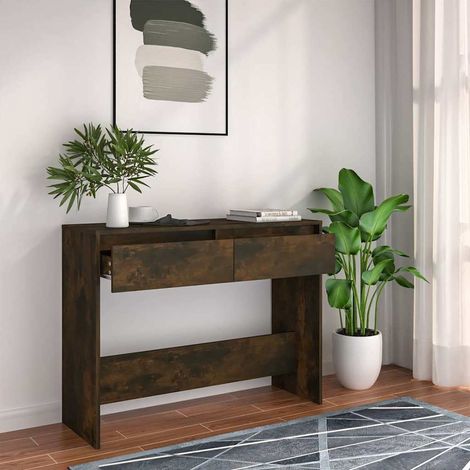 vidaXL Console Table Smoked Oak 100x35x76,5 cm Engineered Wood (1/5)