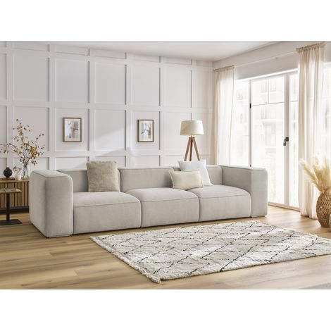 BOBOCHIC - Canapé droit fixe 3 places ZEPHYR Beige (1/5)