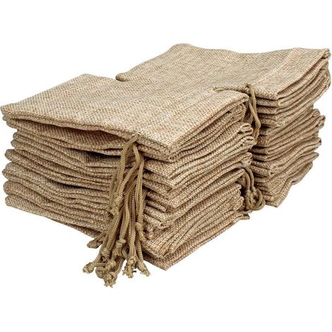 Sacs en jute - Lot de 20 - Emballage cadeau - Avec cordon de serrage ajustable - Sac cadeau - Sacs en tissu pour loisirs créatifs - Sac en tissu pour matériel de peinture - Sac d'anniversaire - Sac ca (1/5)