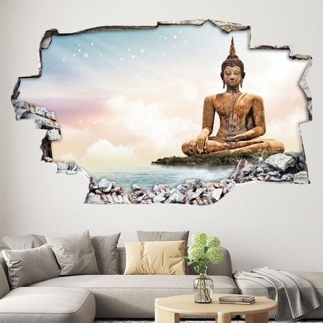 Stickers Trompe l'oeil trou dans le mur - Bouddha - 50 x 80 cm (1/3)
