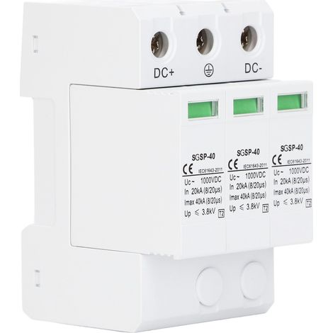 Parafoudre DC 1000V 40KA 3P Blanc Dispositif de Protection pour Système Photovoltaïque (1/5)