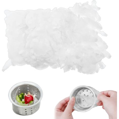 Lot de 200 sacs-filtres pour évier de cuisine, filtre de vidange en maille élastique, adaptés aux éviers de cuisine, lavabos et éviers de salle de bain.