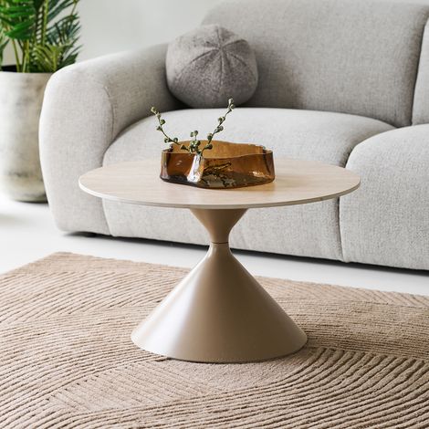Elin table basse Ø70cm plateau de table céramique couleur sable. (1/5)