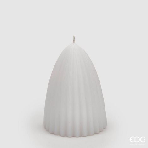 EDG Enzo De Gasperi Candela Curvy Righe H 13,5 Cm D 9 Cm Bianco