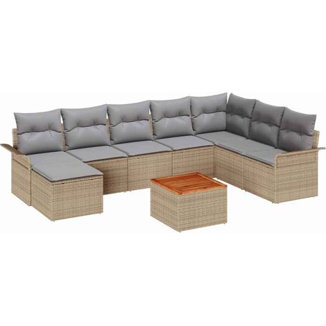 Maison Exclusive - Gartensofa-set 9 pcs Beige und Hellgrau Poly-R