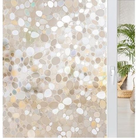 Film électrostatique décoratif pour fenêtre, motifs galets - Non-adhésif, en verre teinté , Pebble Pattern, 44.5200CM (1/5)