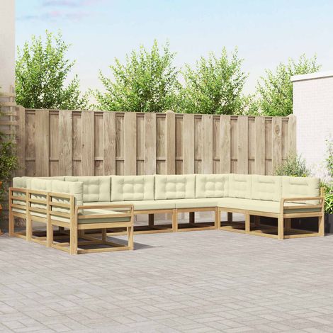 vidaXL Outdoor-Sofagarnitur mit Kissen 9 pcs Weiß und Creme (1/5)
