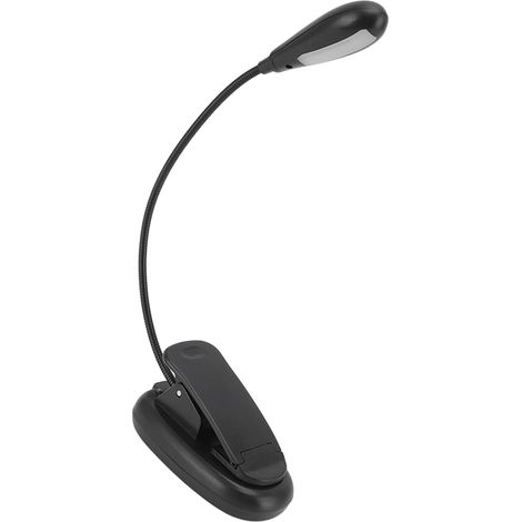 LED-Schreibtischlampe mit Klemme, USB-wiederaufladbare Leselampe für Studentenwohnheime, Klavierlampe mit Notenclip, 9 Modi, 7 Leuchten, schwarz, Modell 906 (1/5)