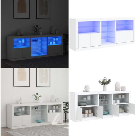 Sideboard mit LED-Leuchten Weiß 181,5x37x67 cm - Schreibtisch - Wohnzimmermöbel - Sideboard - Regal - TV-Stand - Home & Living