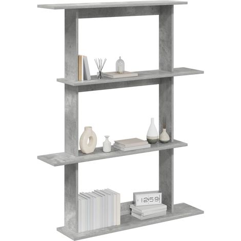 Mensole da Parete Scaffale da parete Ripiano a Parete Grigio Cemento 100 x 20 x 126 cm (1/5)