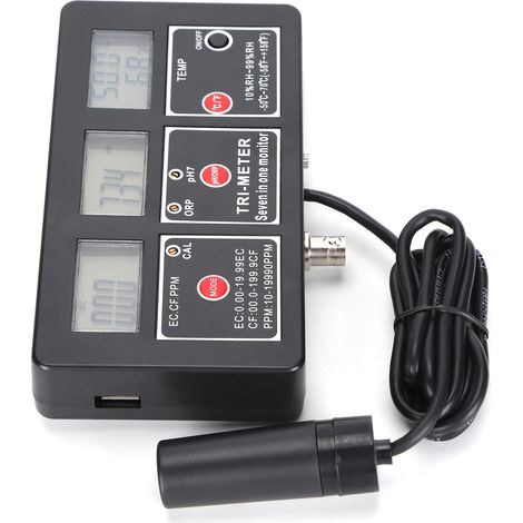 7-in-1 Wasserqualitätsmessgerät: pH/Temperatur/EC/CF/TDS/ORP/RH, Multifunktionsmessung mit 230–240-V-EU-Stecker (1/5)