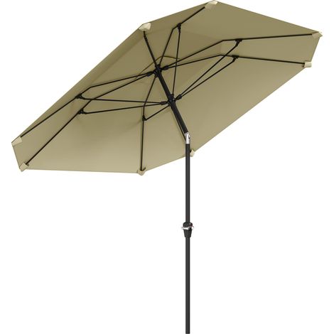 2,3 m Sonnenschirm ohne Basis, Verstellbarer Terrassenschirm mit Kurbel, Polyester, Aluminium, Fiberglas, Beige