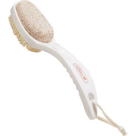 Pierre ponce pour les pieds et brosse à pieds avec manche 2 en 1 Lime à pieds en pierre ponce double face avec brosse