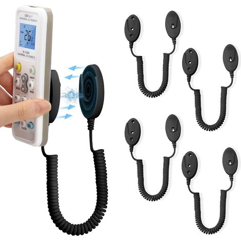 Pack de 4 Support Magnétique, Cordon à Ressort, Fixation Adhésive, Anti-Perte, pour Télécommande, Salon (1/4)