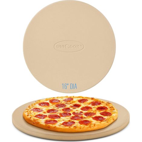 Plaque à pizza ronde de 40,6 cm en céramique résistante pour four et gril, résistante aux chocs thermiques, idéale pour la cuisson des croûtes de pizza, du pain et plus encore, avec grattoir (1/5)