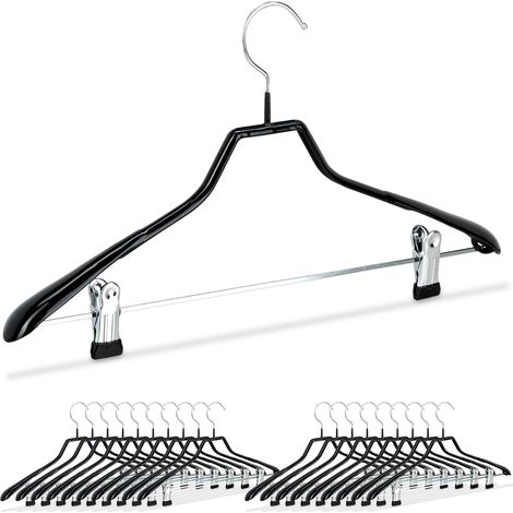 Set of 20 Clothes Hangers Set, Coat Hangers for Dresses, Rubbered Metal, Non-Slip, Compact, 42 cm, Black