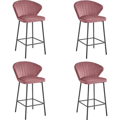 Lotto di 4 sgabelli Valora GATTA velluto rosa scuro design moderno (1/5)
