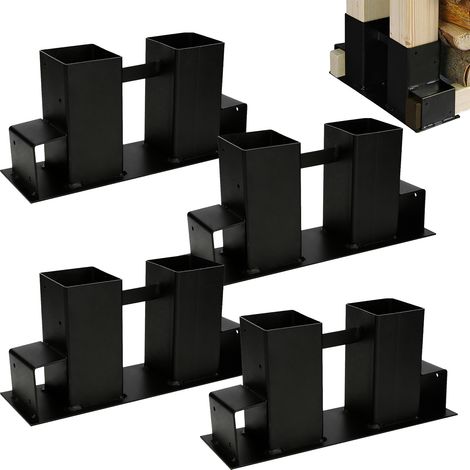 SWANEW 4x Supporto per l'impilamento del legno in acciaio rivestito. nero. capannone in legno fai-da-te per legname squadrato. deposito di legna 4 pezzi (1/5)