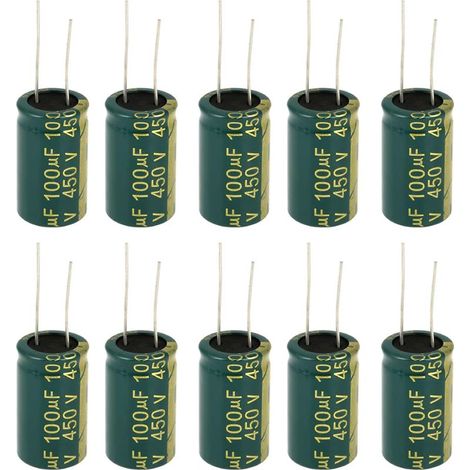 10pcs Condensateur Électrolytique Radial 100µF 450V - Condensateur Aluminium 100uF 450V, Pour Alimentation, Électronique, Bricolage (1/5)